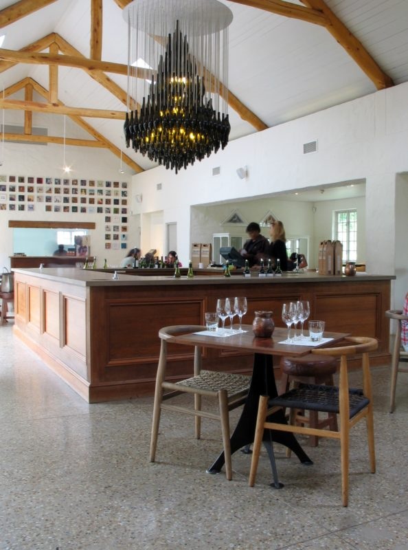 Reclaimed teak bar counter with marble top.